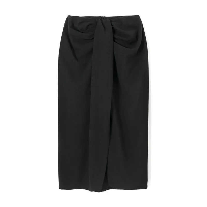 

Merodi 2020 women elegant high waist Knotted long za straight skirts summer casual lady back zipper white skirt mujer faldas