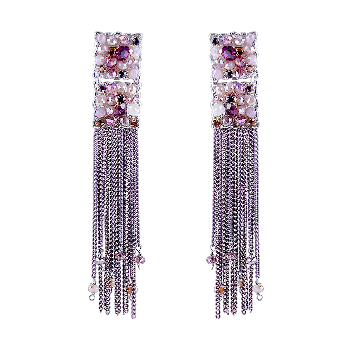 Модные хрустальные серьги гвоздики для женщин и девушек цепи ручной работы с