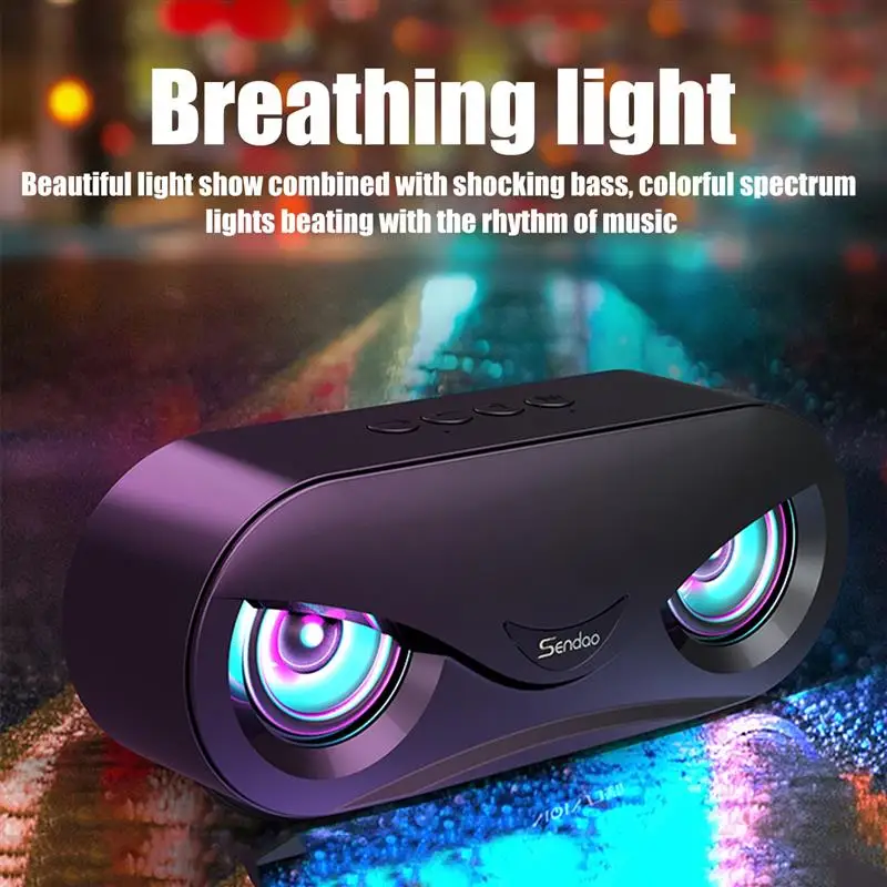 

M6 LED Cool Uil Ontwerp Colorful RGB Portable Dual Speaker Radio Subwoofer Desktop Card Bluetooth Speaker