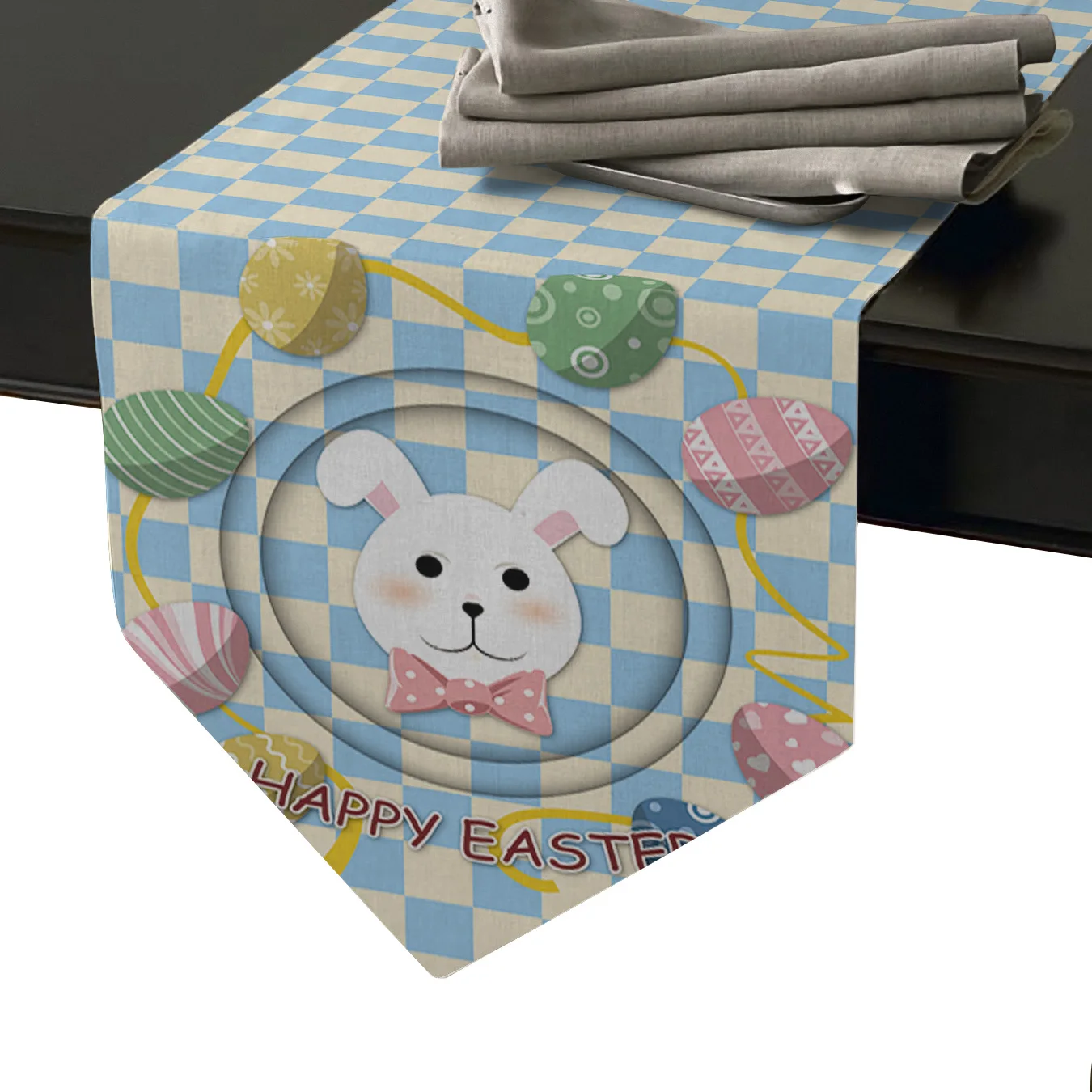 Пасхальные яйца в клетку Мультяшные настольные дорожки скатерти с флагом
