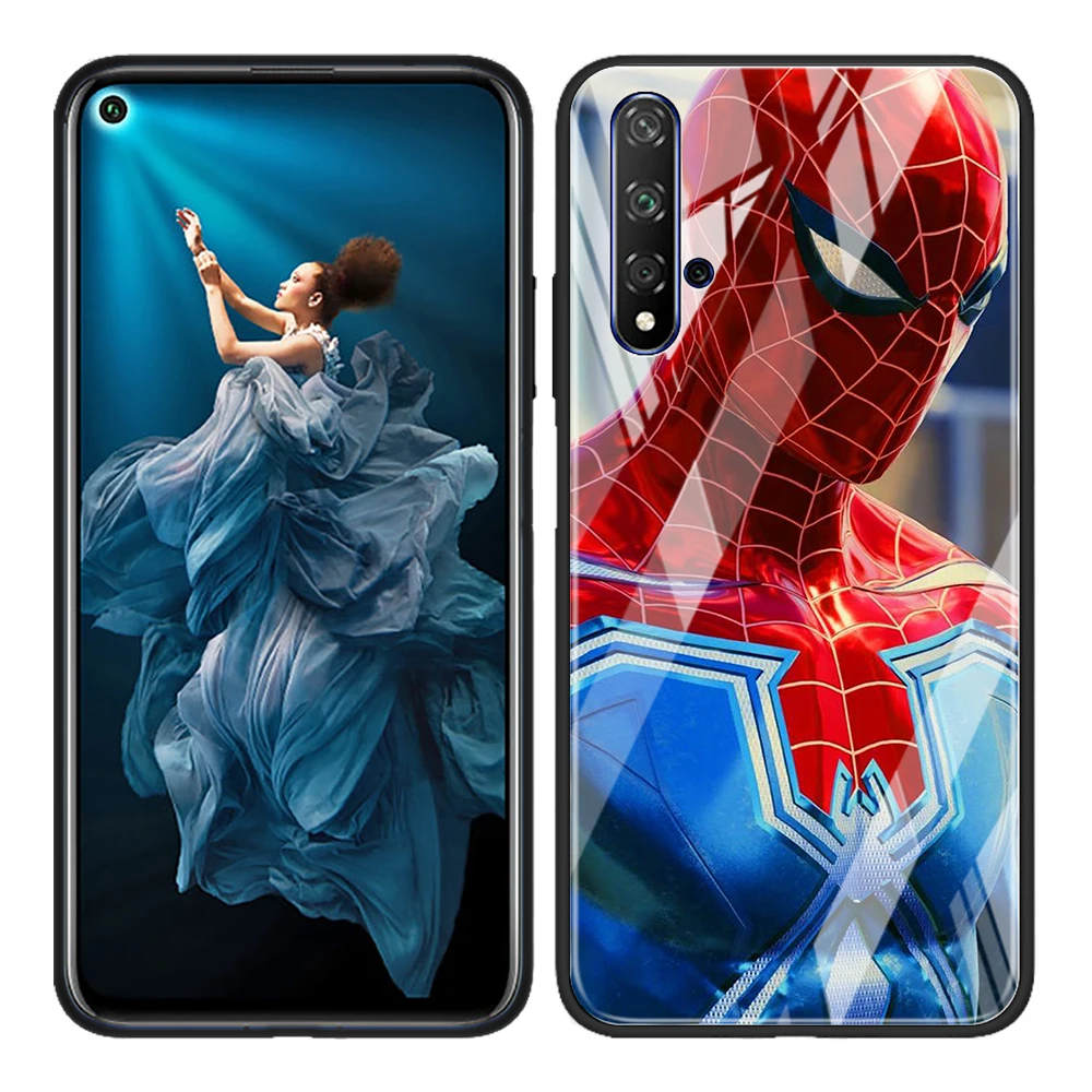 Чехол из закаленного стекла для телефона с героями Marvel Человек-паук Honor 30 20 10 9X Pro