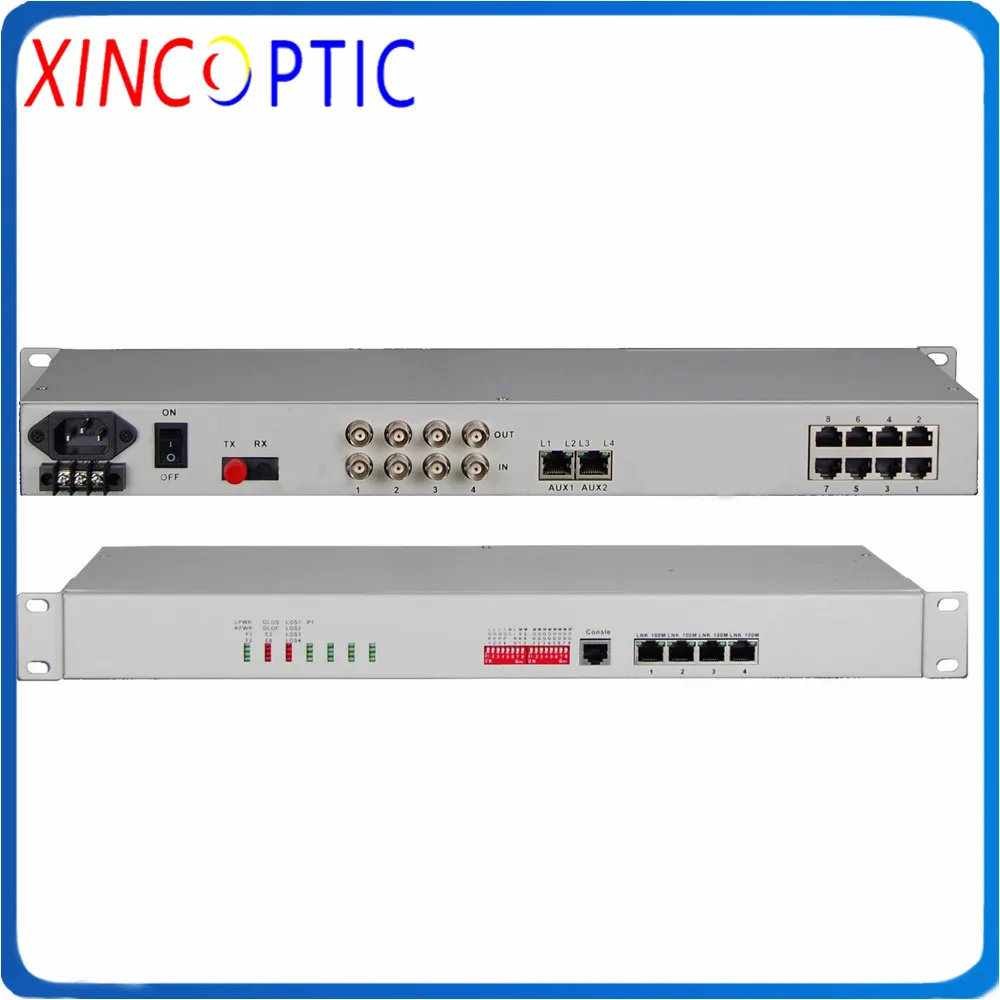 8 канальный волоконно оптический мультиплексор FXO/FXS с телефонным голосом 4 E1and