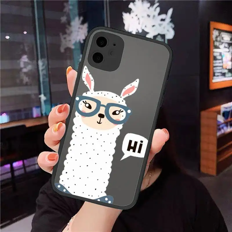 

Kawaii Cute Llama Alpaca Animals Phone Cases Matte Transparent for iPhone 7 8 11 12 s mini pro X XS XR MAX Plus cover funda