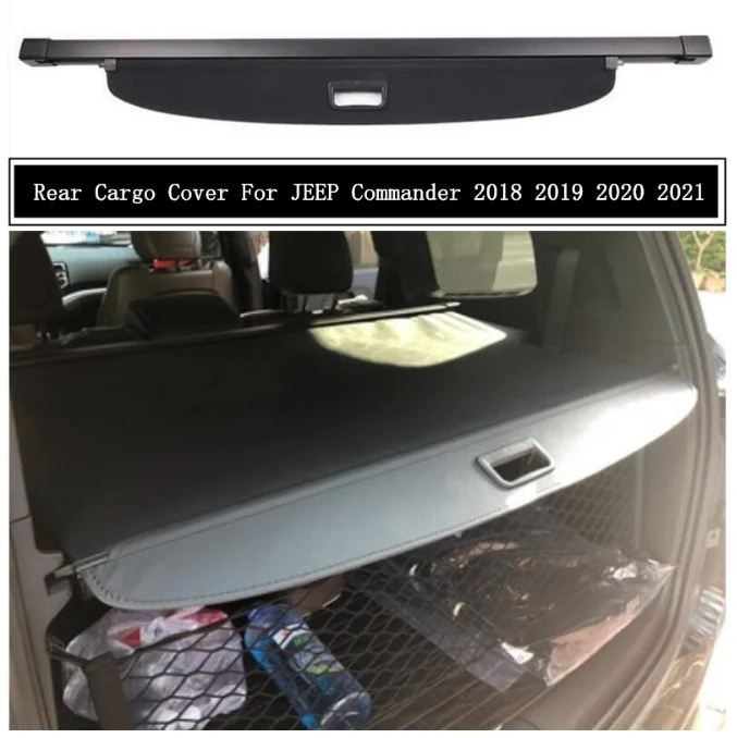 

Задняя крышка для груза для JEEP Commander 2018 2019 2020 2021, защитный экран для багажника, защитный козырек, автомобильные аксессуары, черный
