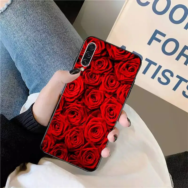 

Red rose Flower art Phone Case For Samsung galaxy S 9 10 20 A 10 21 30 31 40 50 51 71 s note 20 j 4 2018 plus