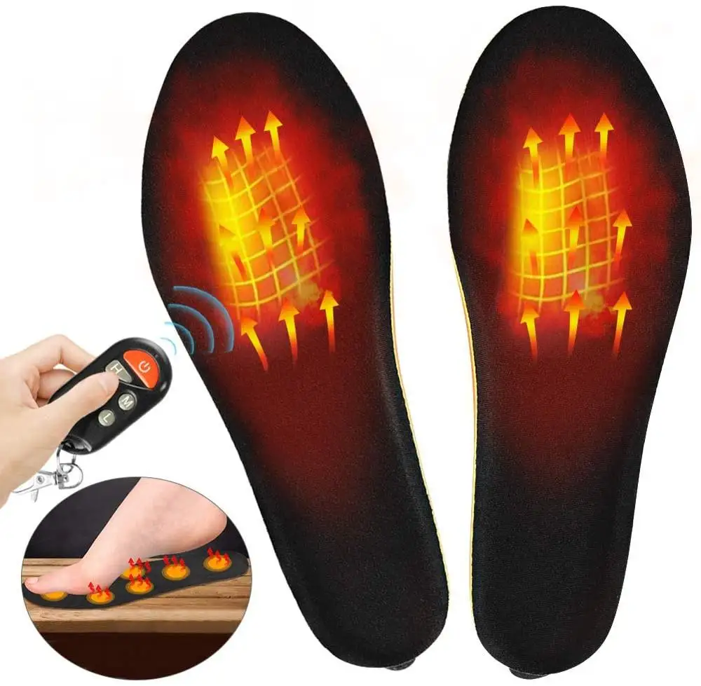 

1800mAh Rechargeable Heated Insoles with Wireless Remote Control Winter Foot Warmer Heating Insoles Size EUR 35-46# Cut to Fit