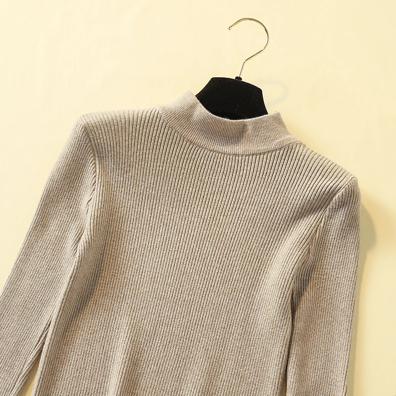 Новая мода, повседневные эластичные трикотажные рубашки на подкладке,, Осень-зима, женские свитера, вязанная рубашка, пуловер, Топ для женщин, 7171 50