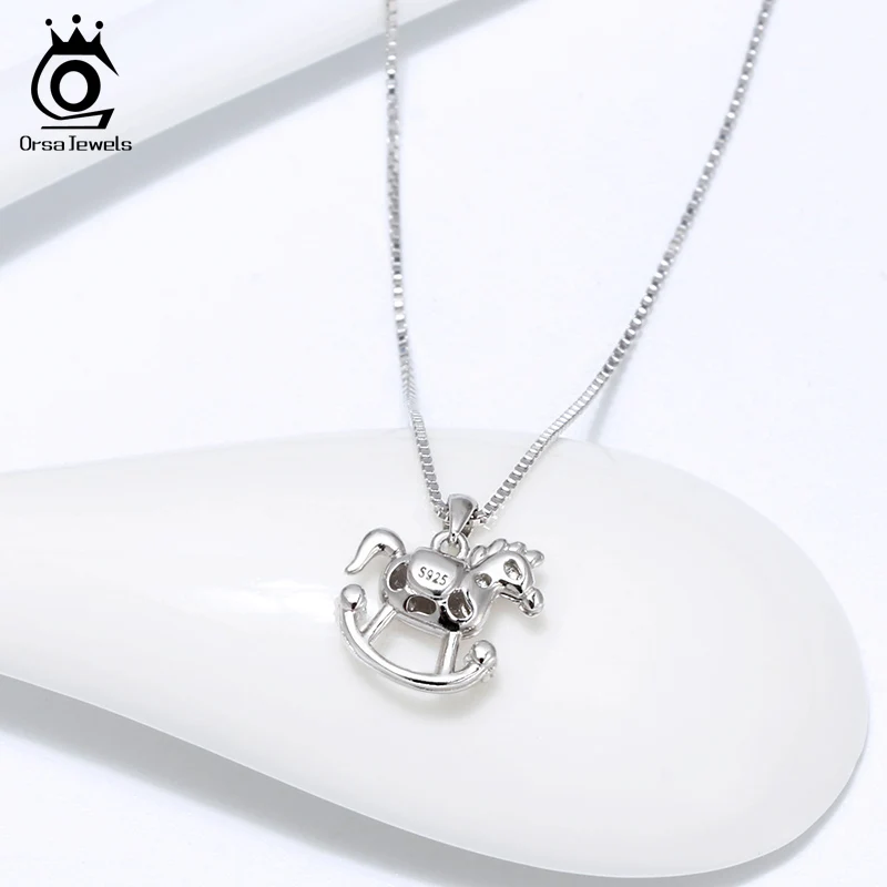 ORSA JEWELS S925 подвеска в форме карусели детский кулон с Каруселью с прозрачным AAAA Цирконом уникальные Простые Ювелирные изделия SN179