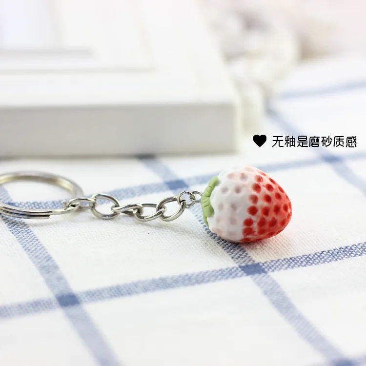 Розовый-красный-сердце клубника-брелок для женщин Девушка ювелирные изделия