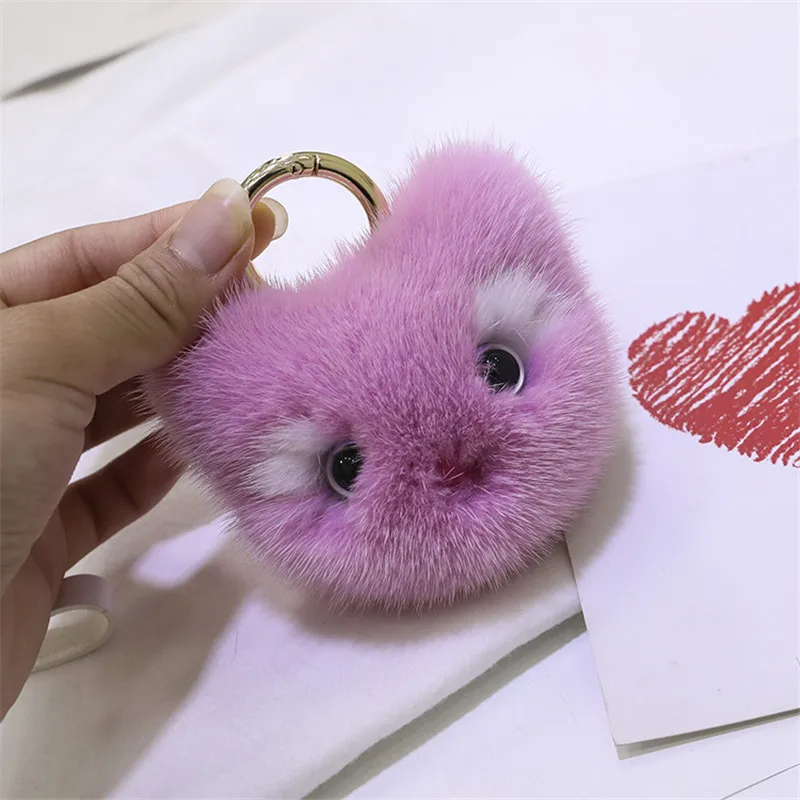 Новинка подвеска из натурального меха норки милый брелок с головой кота