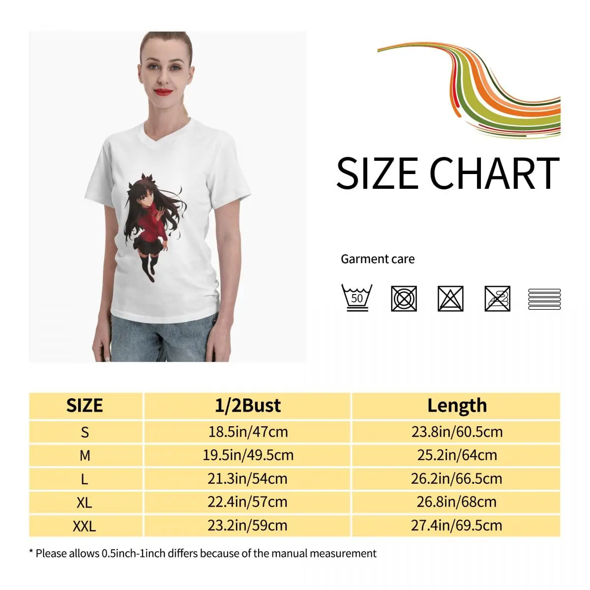 

Anime Fans Tohsaka 4 woman T Shirts Not easy to shrink V-neck T-shirt with short sleeves