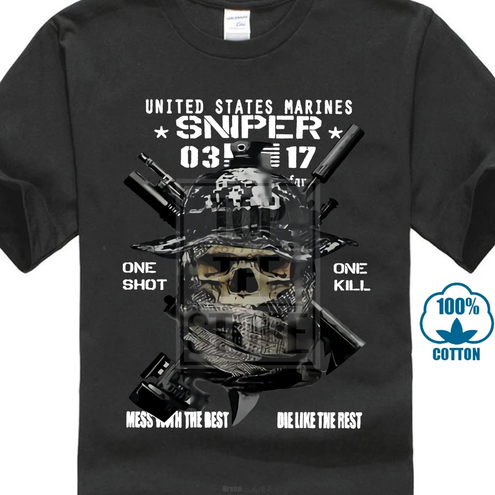 Usmc снайперская футболка без боязни морская пехота США Semper Fi Do Or Die Военная |