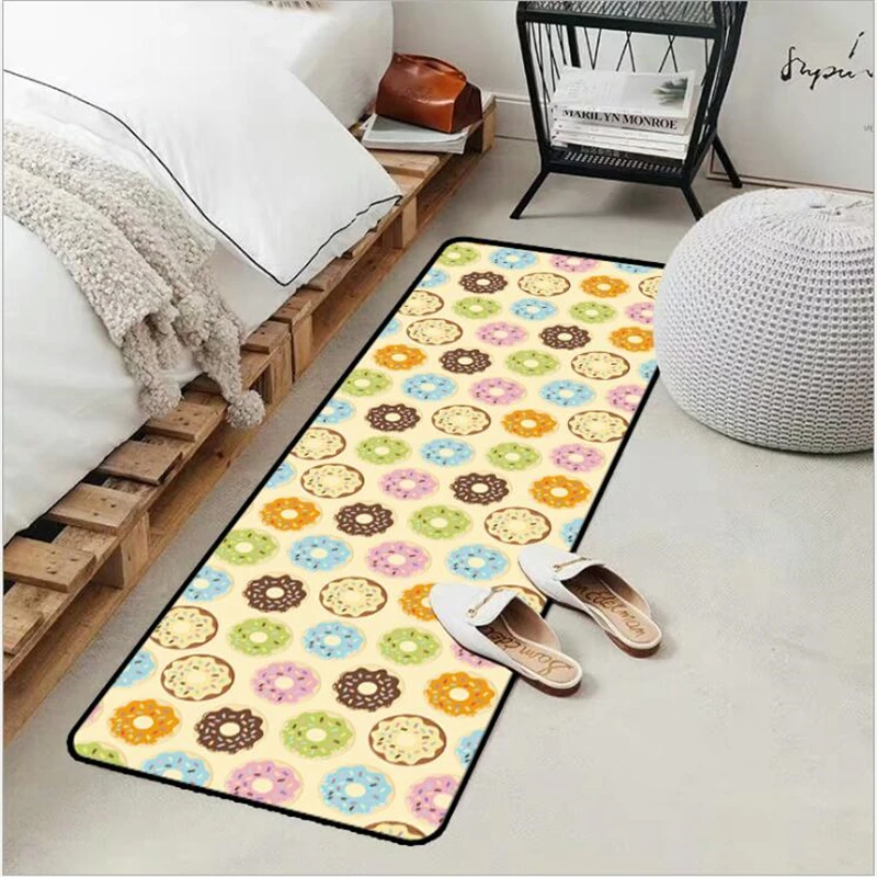 Милый мультяшный красочный кухонный коврик в виде пончиков с воздушным поцелуем