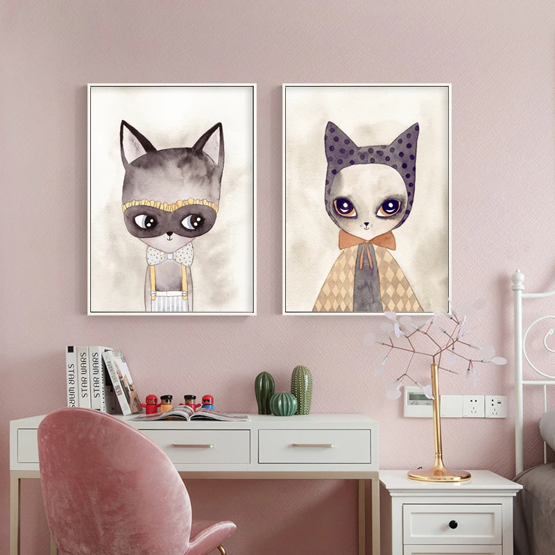 Скандинавский абстрактный плакат с лисой Современная Настенная живопись на