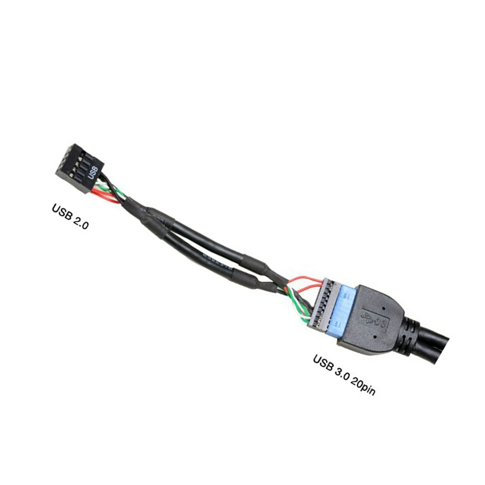 

2PCS USB 2.0 9pin Male Housing To USB 3.0 20pin Female Adapter Cable Extension Cable