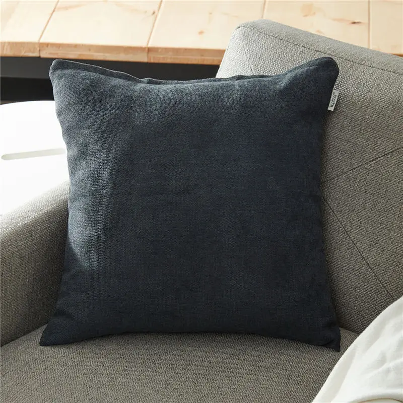 Dark grey Topfinel мягкие синелиные одноцветные наволочки Чехол декоративная на подушку наволочка для мангала диван офис стул 10 цветов высококачественная удобная подушка - Цвет: Dark grey