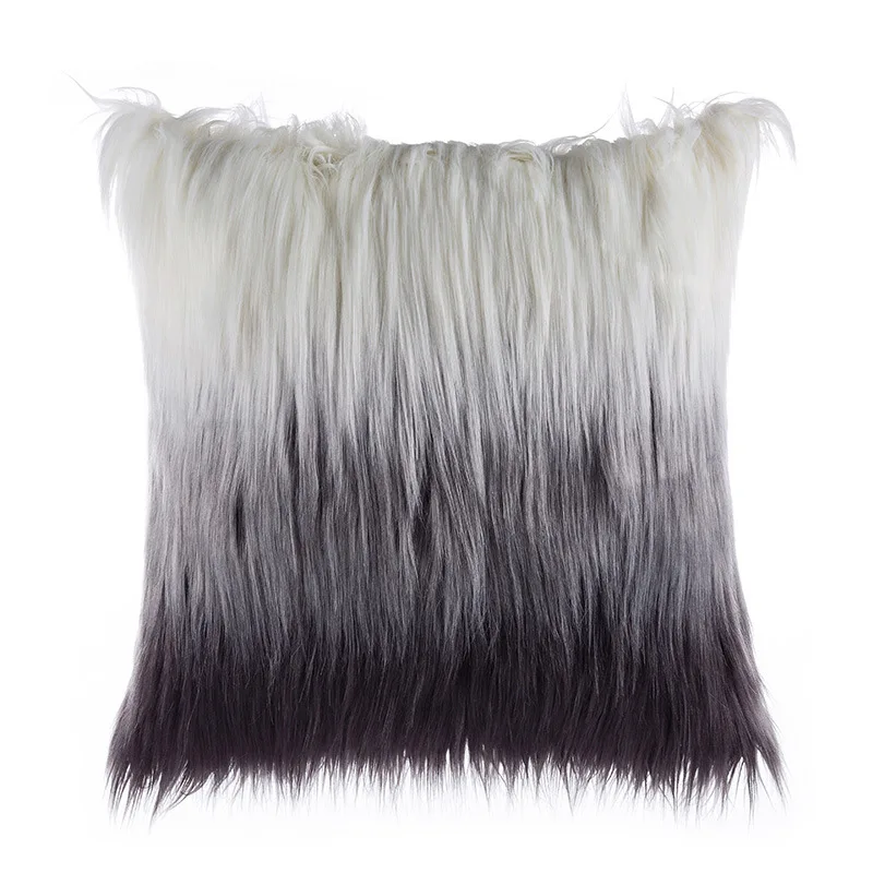 3 both side fur Модный градиентный цвет мягкий плюшевый искусственный мех, декоративная наволочка для подушки, подушки для дома, дивана, отеля, украшения для дома - Цвет: 3 both side fur