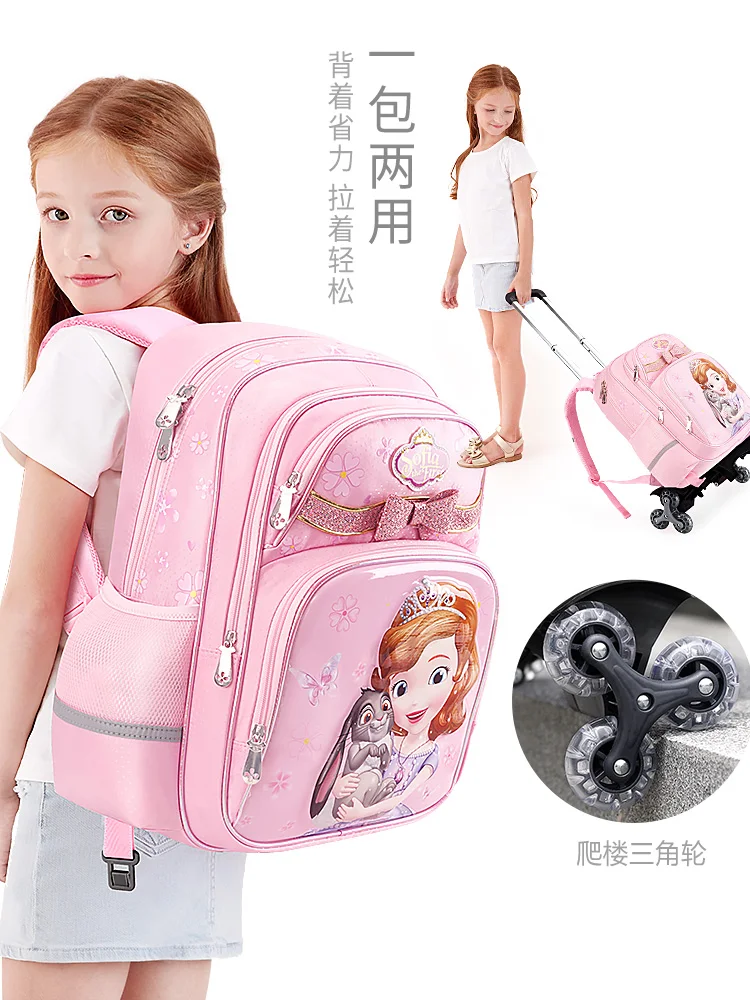 Authentic Authorized Disney Children's Trolley School Bag Pupils Ice And Snow Sophia 1-4 Grade Girls Backpack | Багаж и сумки