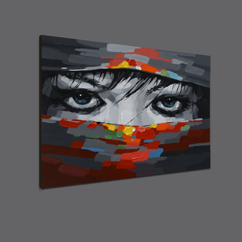 100% ручная роспись абстрактный ниндзя крутые глаза Масляная Краска на холсте