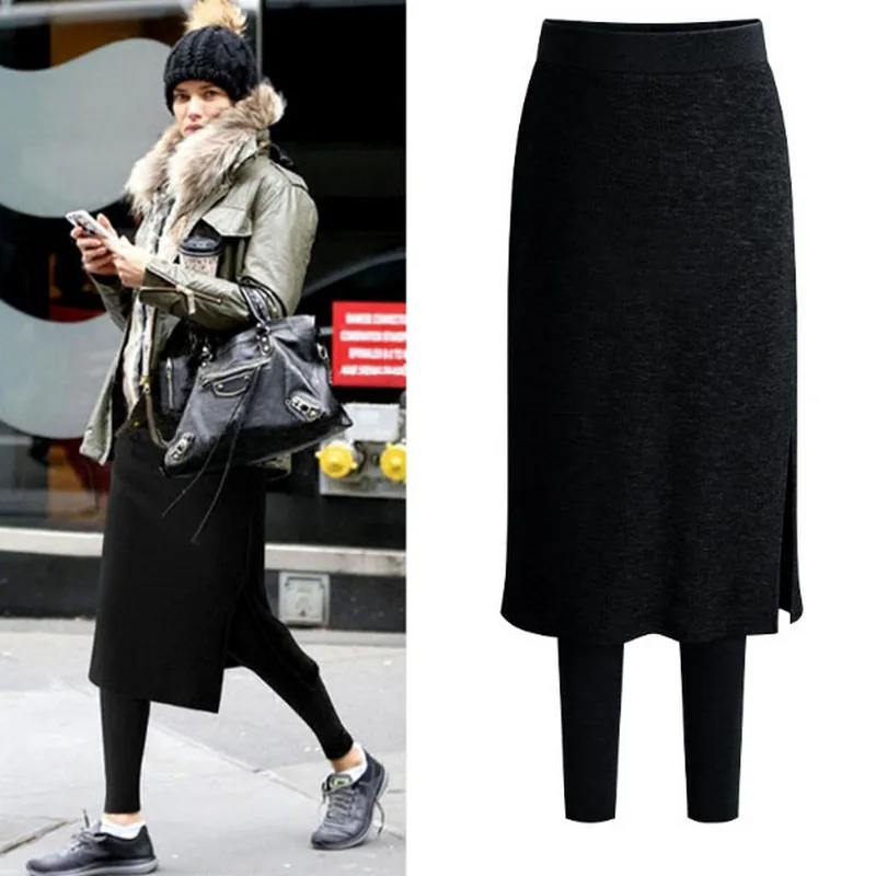 Леггинсы с юбкой флисовые облегающие брюки толстые длинные теплые мягкие