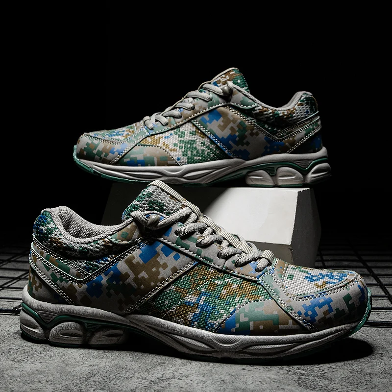 

XIZOU Casual Shoes Men Summer Mesh Camouflage Sneakers for Men Breathable Outdoor Training Shoes Non-Slip Men's Vulcanized Shoes