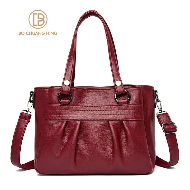 

High quality PU leather handbag frame women's crossbody one-shoulder shopping bag luxury designer women's rumpled handbag