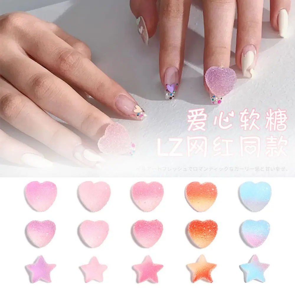 

1Box Heart Star Nail Art Decorations Gradient Colorful Soft Fudge Designs Sweet Candy 3D DIY Accessories For Nails Manicure