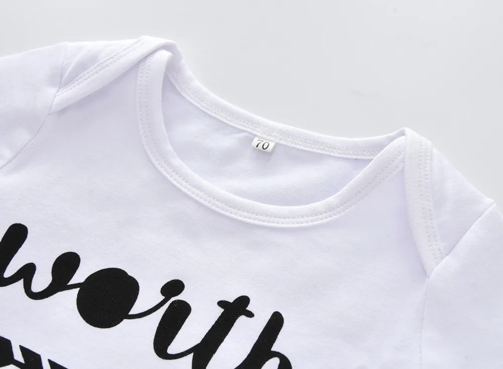 Одежда для новорожденных мальчиков и девочек топы из 100% хлопка с буквенным