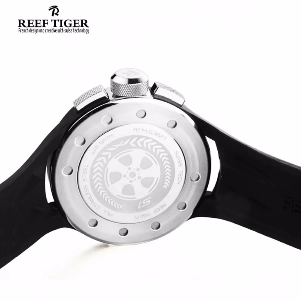 

Reef Tiger/RT Men Chronograph Sport Watches Dashboard Dial Quartz Movement Waterproof Date Stopwatch Green Yellow Watch RGA3027