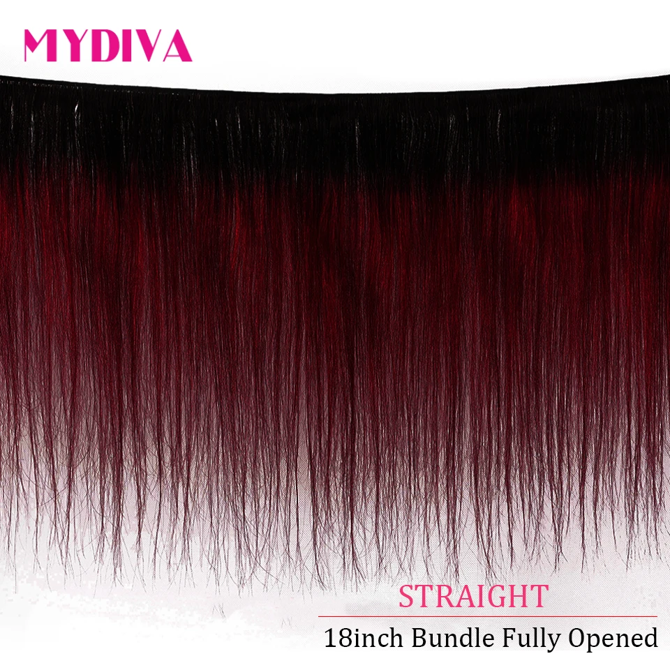 Бразильские прямые пучки волос с фронтальным не Реми человеческие бордовым