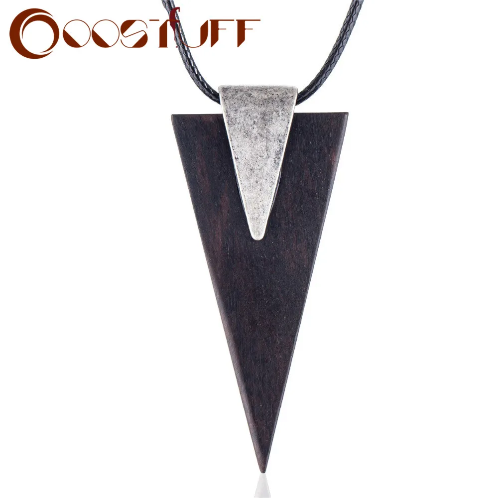 Треугольники кулон ожерелья сандалового дерева для Для женщин Винтаж массивные