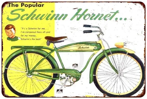 

1952 Schwinn Hornet Bicycle Ad Retro Metal Sign
