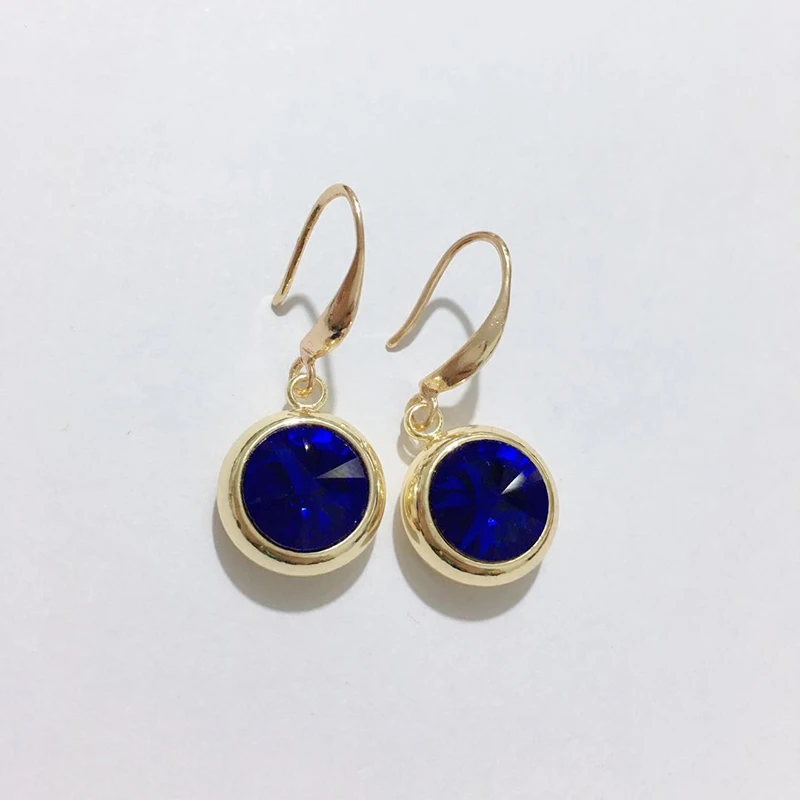 23-gold-royal blue Женские разноцветные серьги MAIKALE, круглые модные серьги-подвески с крючком с золотистым/серебристым покрытием и фианитом для подарка - Окраска металла: 23-gold-royal blue