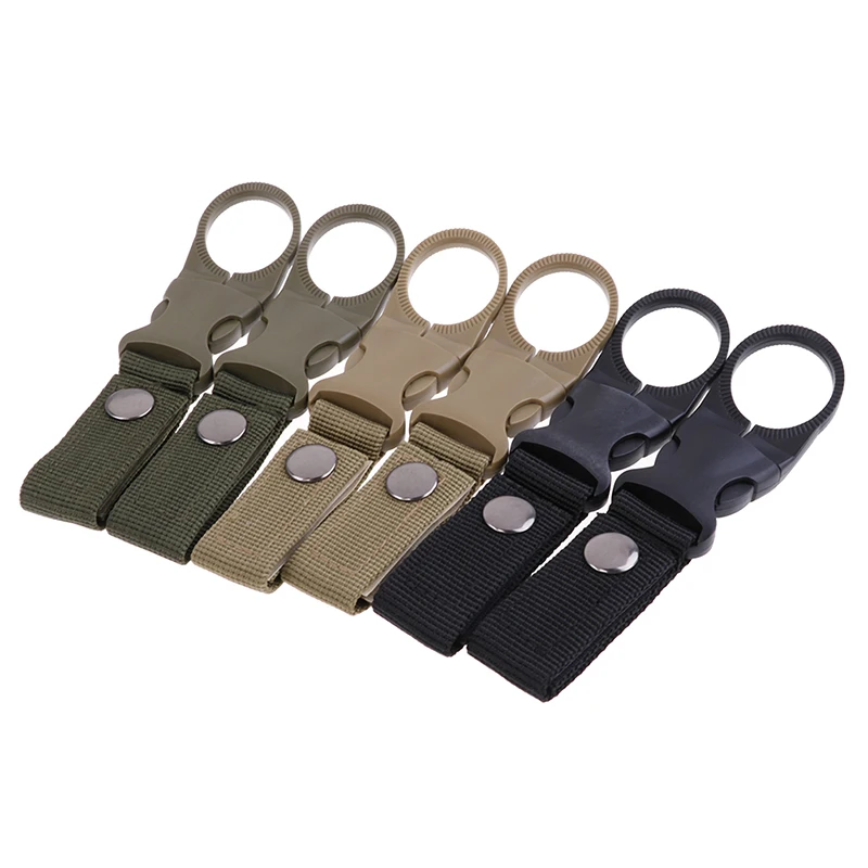 2pcs Water Bottle Holder Clip Multifunction Water Bottle Nylon Webbing Buckle Hook Climbing Carabiner Belt Backpack Hanger Hooks 