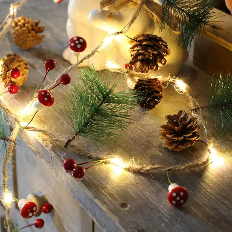 

New 2M 20LED Christmas Decoration String Light Pine Cone Copper Wire Garland Lights Indoor Fairy Light Red Fruits LED Light Hot