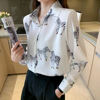 new women elegant blouse long sleeve print chiffon shirts vintage office ladies tops femme 2022 fashion blusas mujer de moda