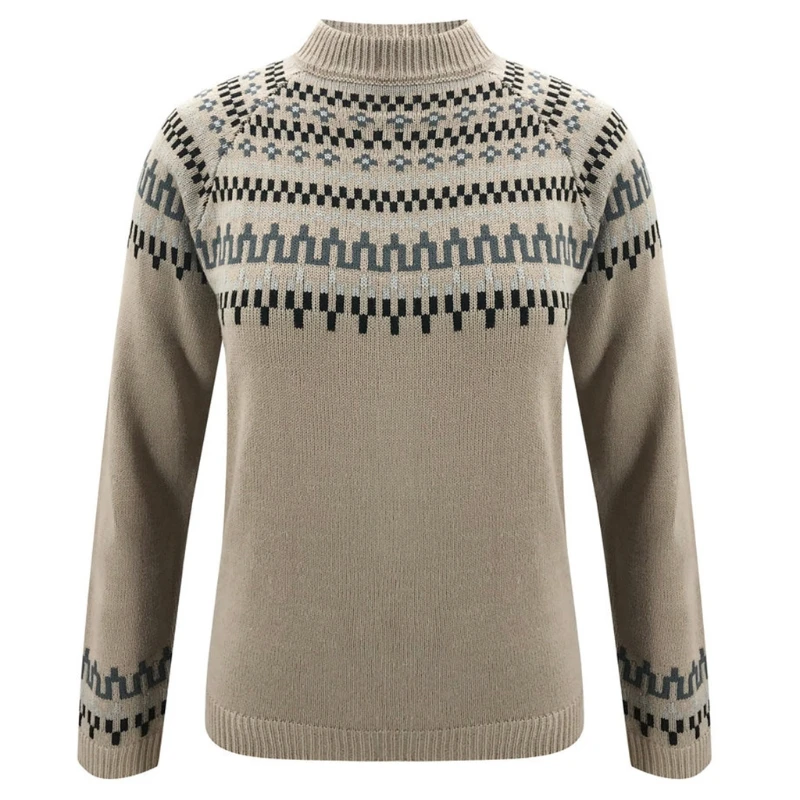 

Women Winter Turtleneck Sweater Long Sleeve Geometric Stripes Knitted Jumper Top N58F