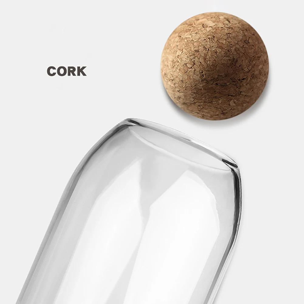 

Transparent Lead-Free Glass Sealed Can Storage Tank Food Grains Storage Jar Creative Round Cork Tea Containers Kitchen Storage