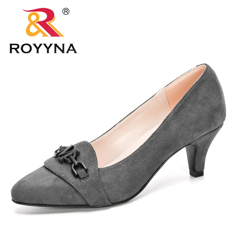 ROYYNA/Новинка 2020 года Дизайнерские модельные туфли из флока Водонепроницаемые на