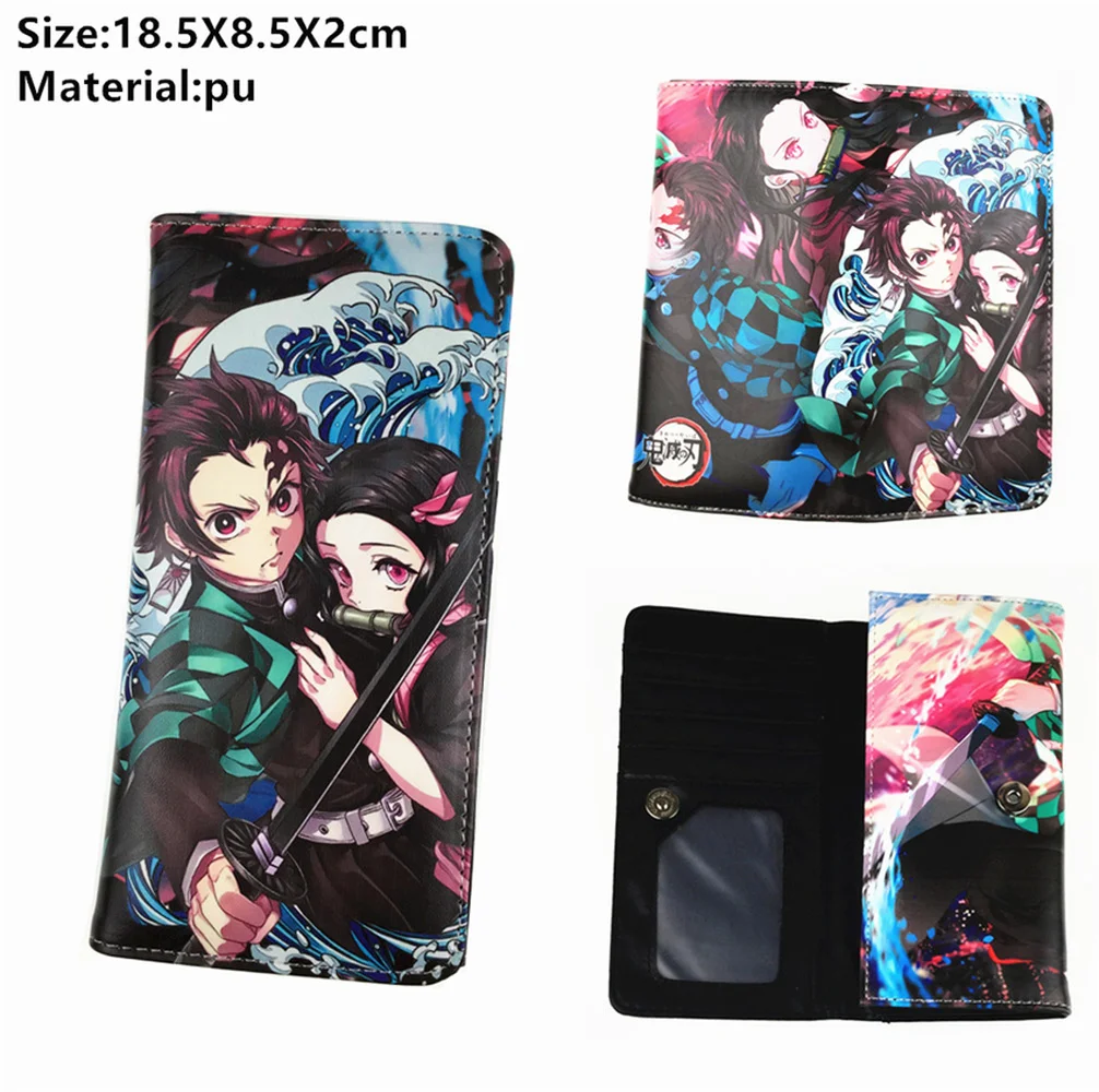 

Anime Demon Slayer Wallet Kimetsu no Yaiba Kamado Tanjirou Leather Button Card Holders Layers PU purse Boys Girls coin Handbags