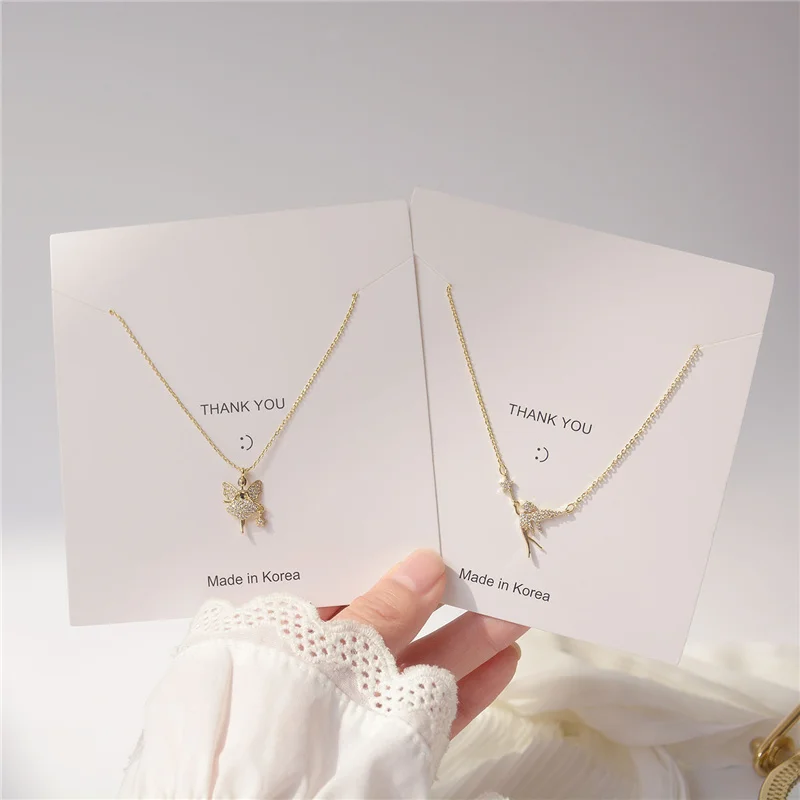 

Korean Temperament Bling Zircon Angel Design Pendant Necklace for Woman Exquisite Short Star Choker Clavicle Chain Jewelry Gift