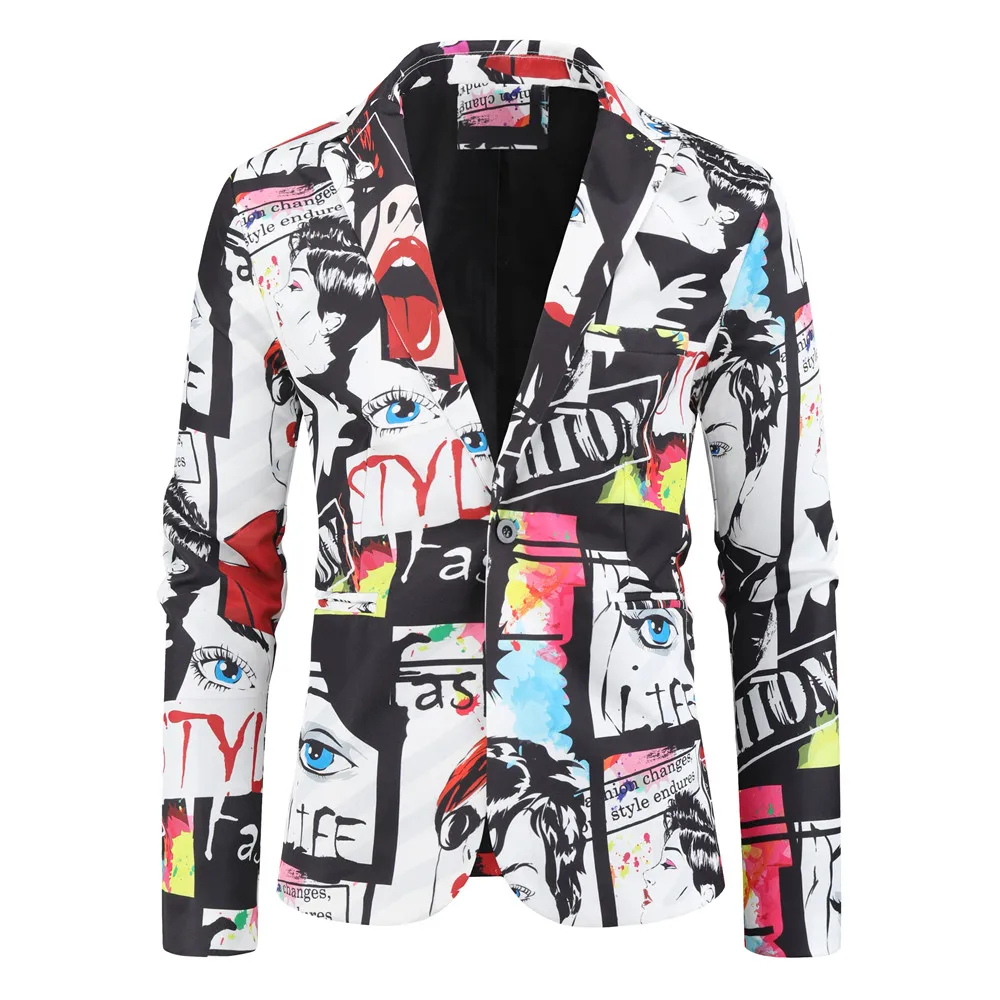 

FAKUNTN New Fashion abito da uomo cappotto da festa Casual Slim Fit Blazer bottoni abito 3D stampa floreale pittura Blazer giacc