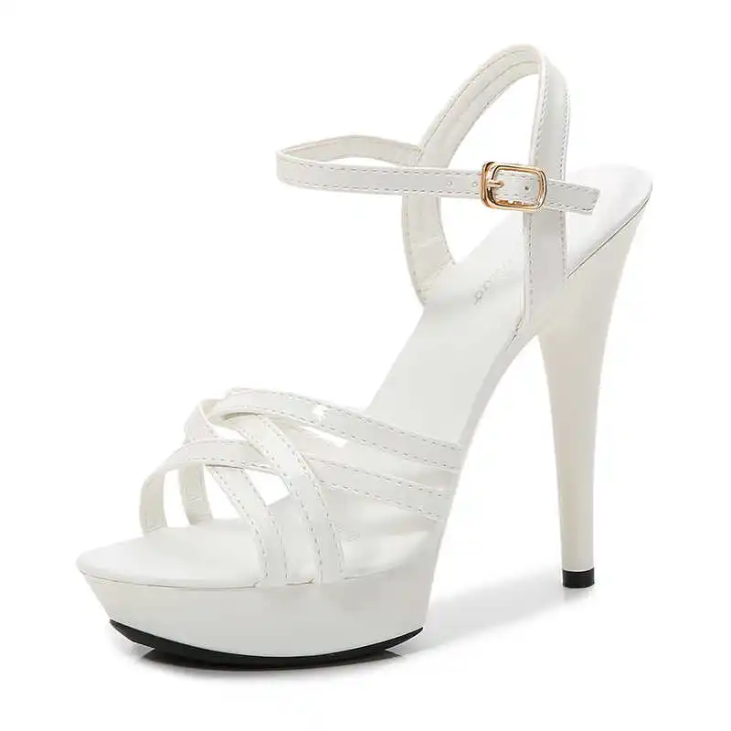 Сандалии женские на высоком каблуке 13 см с ремешком и пряжкой | Обувь