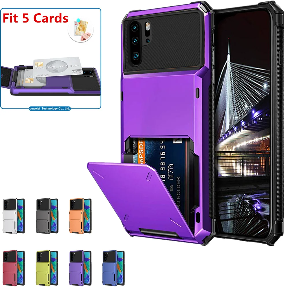 Чехол для Huawei P20 Pro P30 Lite P Smart 2019 откидной с отделениями карт деловой бронированный