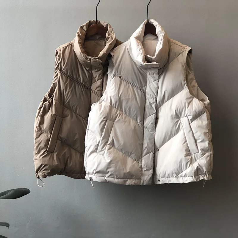 

Shuang rivet design cotton vest female winter new Korean version of the standing warm sleeveless vest