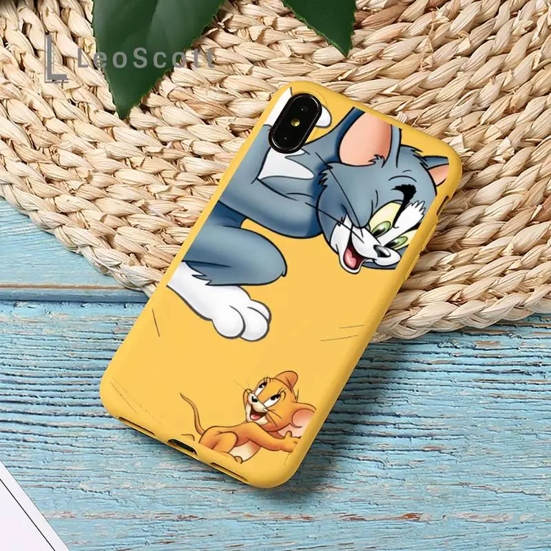 

Cute cat and mouse cartoon Phone Case Candy Color for iPhone 11 12 pro XS MAX 8 7 6 6S Plus X SE 2020 XR