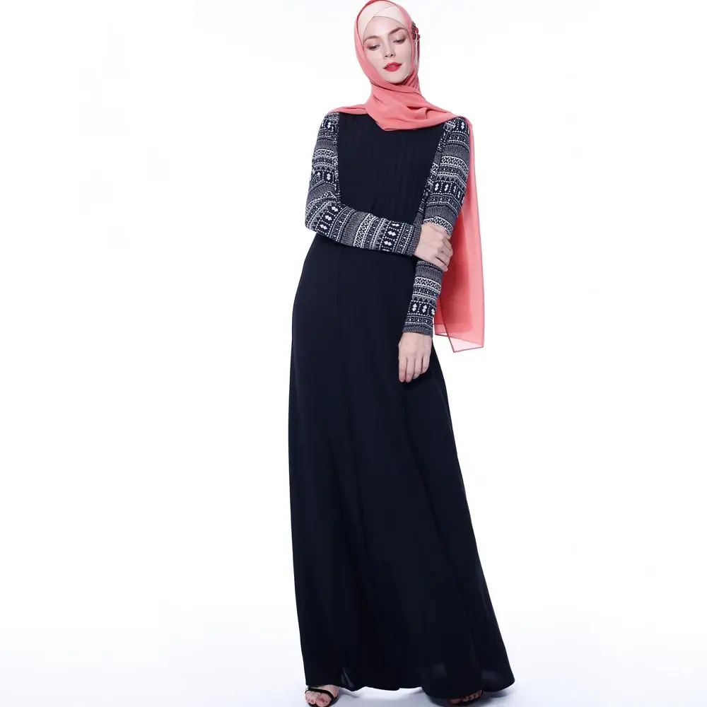 Дубай abaya мусульманские исламские Женщины Платье макси с длинным рукавом халат