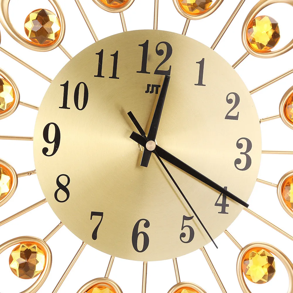 Large 3D Gold Diamond Wall Clock Alloy for Home Living Room Decoration DIY Clocks Crafts Ornaments Gift 37cmx16cm CD | Дом и сад