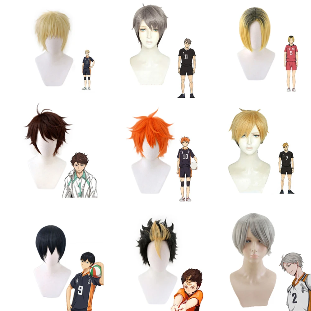 

Haikyuu! Косплей tsukishima kei Hinata Shoyo Nishinoya Yuu Oikawa Tooru Kozume Kenma kageyama tobio Miya Atsumu Miya osсаму парик