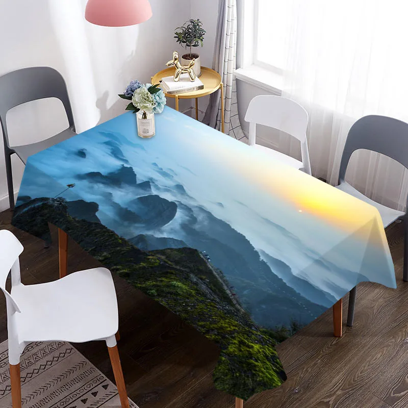 Пользовательский 3D чехол для стола кофейная скатерть с ландшафтным узором